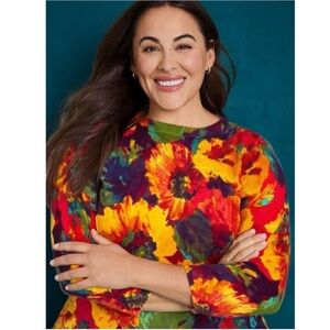 Talbots plus Audrey cashmere pullover floral sweater